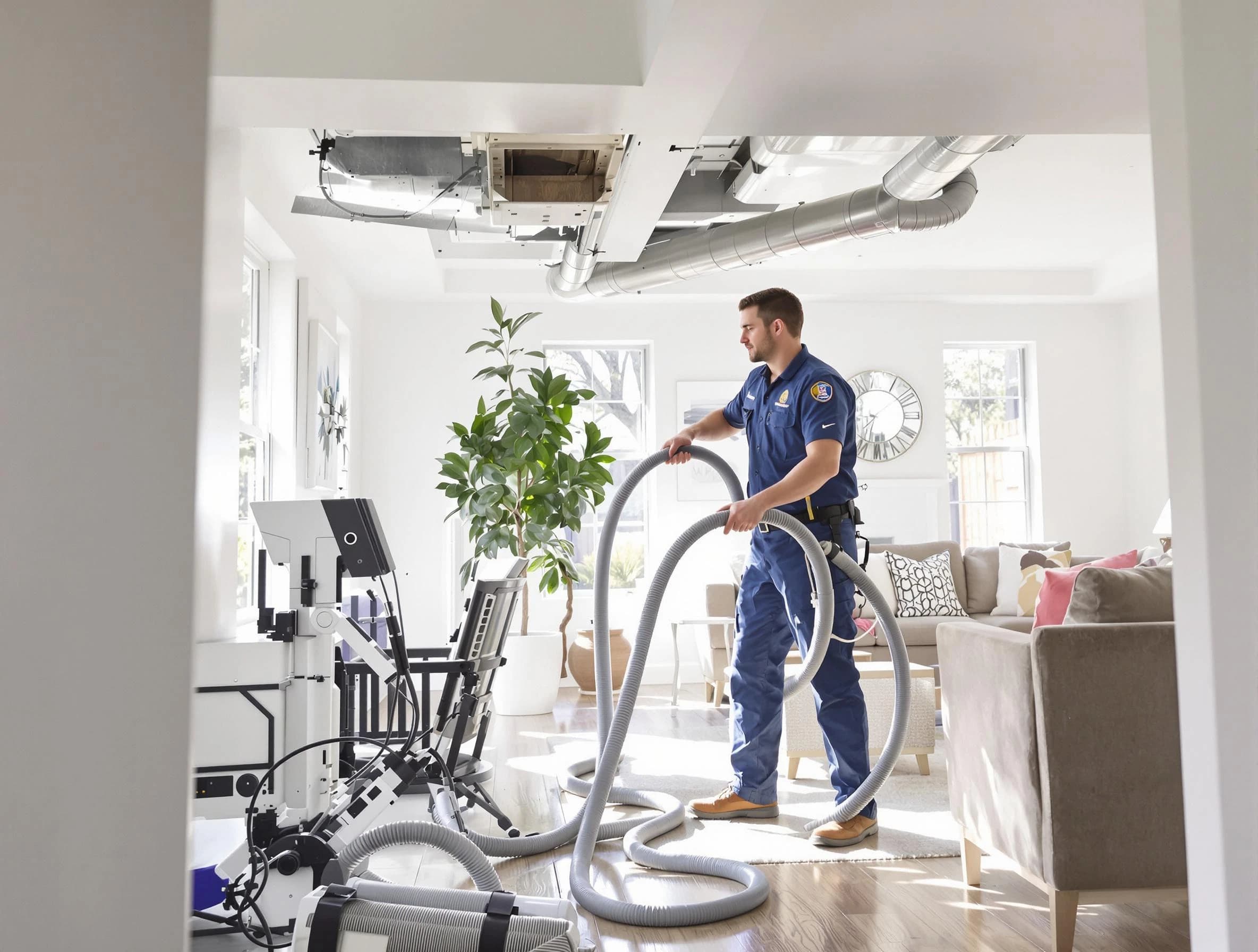Newport Beach Air Duct Cleaning technician performing thorough AC duct cleaning for enhanced cooling efficiency in Newport Beach
