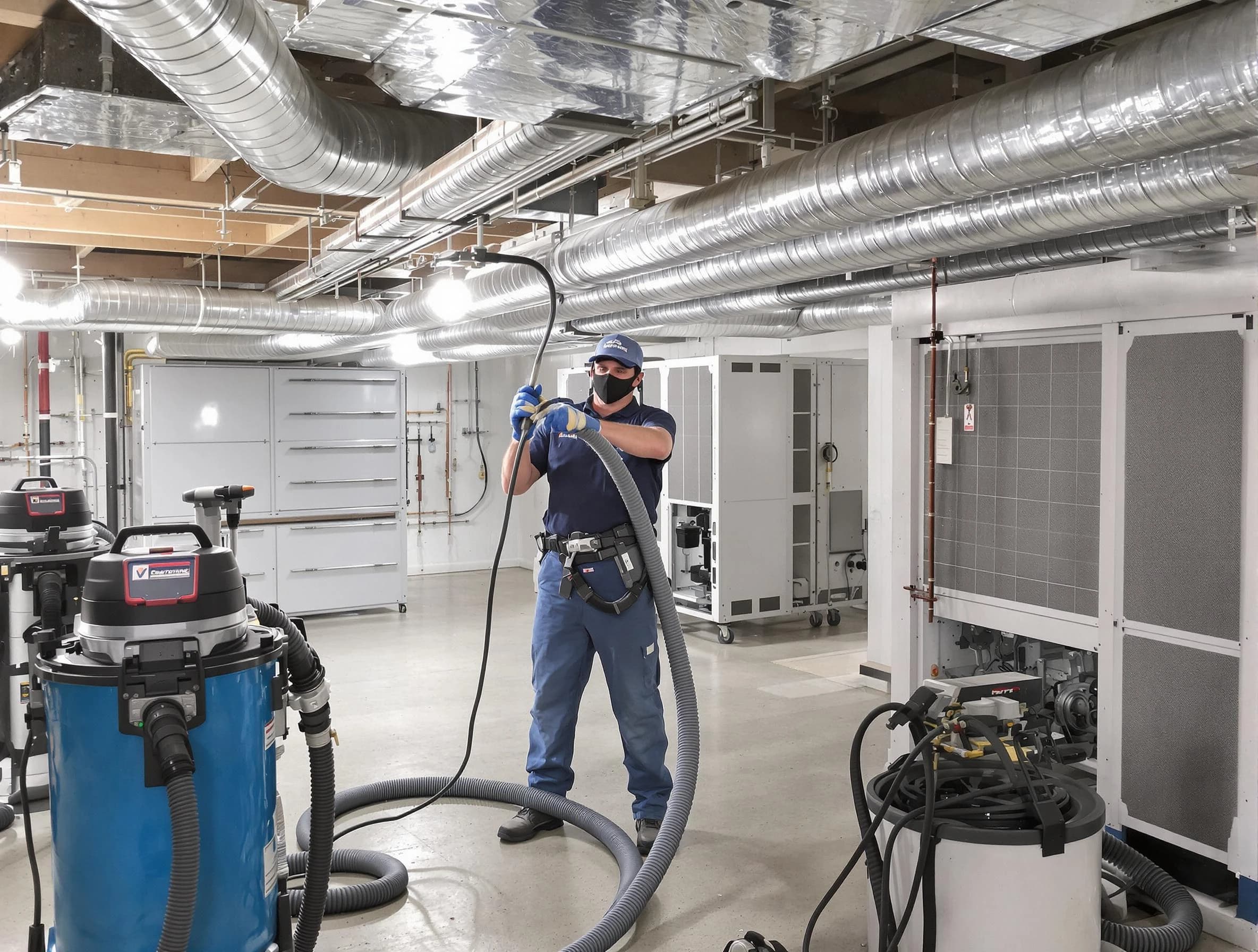 Newport Beach Air Duct Cleaning specialist performing thorough central air duct cleaning for improved system efficiency in Newport Beach