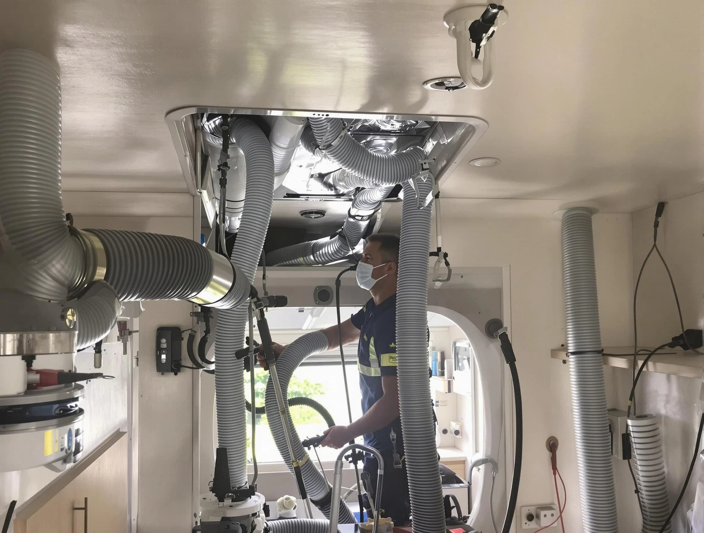 Newport Beach Air Duct Cleaning specialist performing precise mobile home duct cleaning in Newport Beach