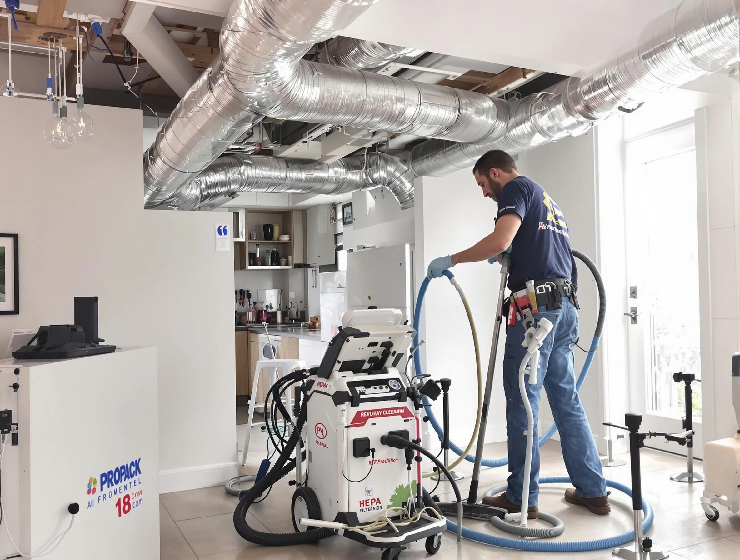 Newport Beach Air Duct Cleaning technician performing advanced pure duct cleaning with specialized equipment in Newport Beach